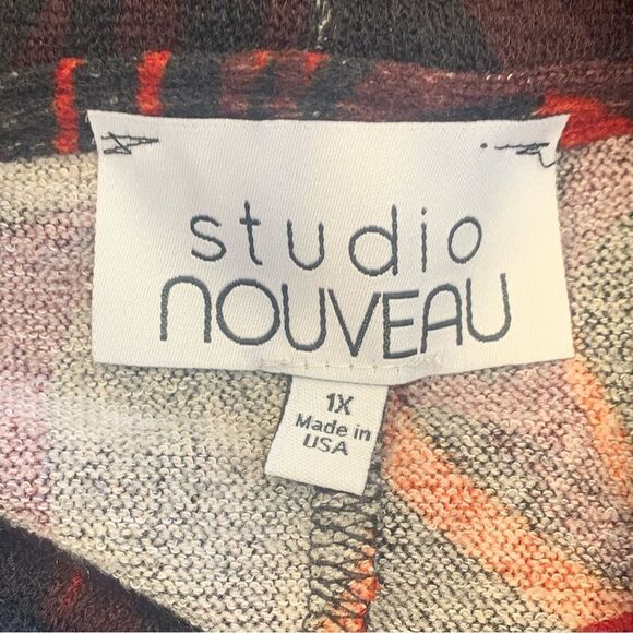 Studio Nouveau Printed Knit 3/4 Ruched Sleeve Pocket Detail Turtleneck Dress 1X - Picture 8 of 12